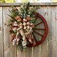 thumbnail image 5 of Vintage Red Wagon Wheel Christmas Wreath, 15.7 Inch Farmhouse Holiday Decor with Pine Cones & Berry Clusters, Rustic Xmas Wreath for Front Door, Wall, and Porch, 5 of 6