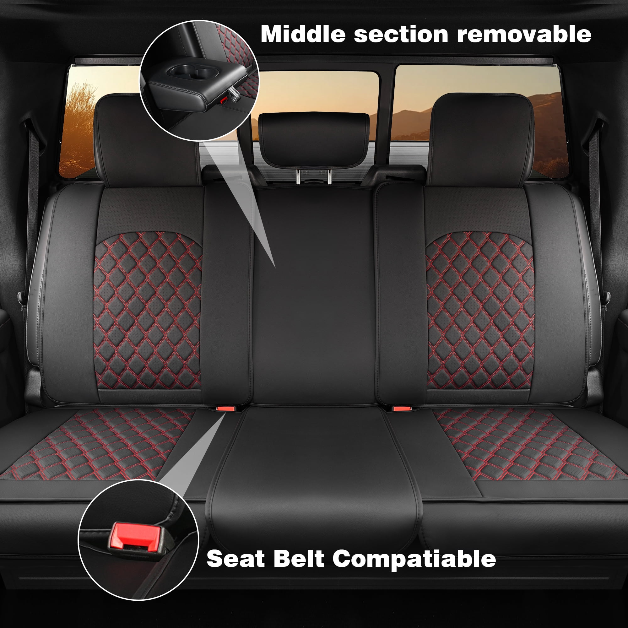 LINGVIDO F-150 Waterproof Faux Leather Automotive Seat Covers Fit for Ford 2009-2026 F150 F250 F350 F450 Super Duty Crew Cab XL XLT Lariat King Ranch Platinum