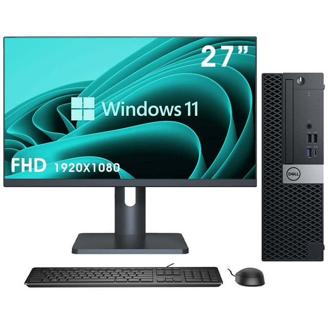 Dell OptiPlex 7070 SFF Home Office Desktop Computer PC, New 27" Monitor, Intel Core i5 9th Gen, 16GB RAM, 2TB SSD, Win 11 Pro, RGB Speaker, Bluetooth/WiFi Adapter -A Grade