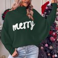 thumbnail image 5 of yoeyez Christmas Sweater for Women Turtleneck Knitted Pullover Outerwear Batwing Long Sleeve Jumper Tops Merry Christmas Sweaters, 5 of 7