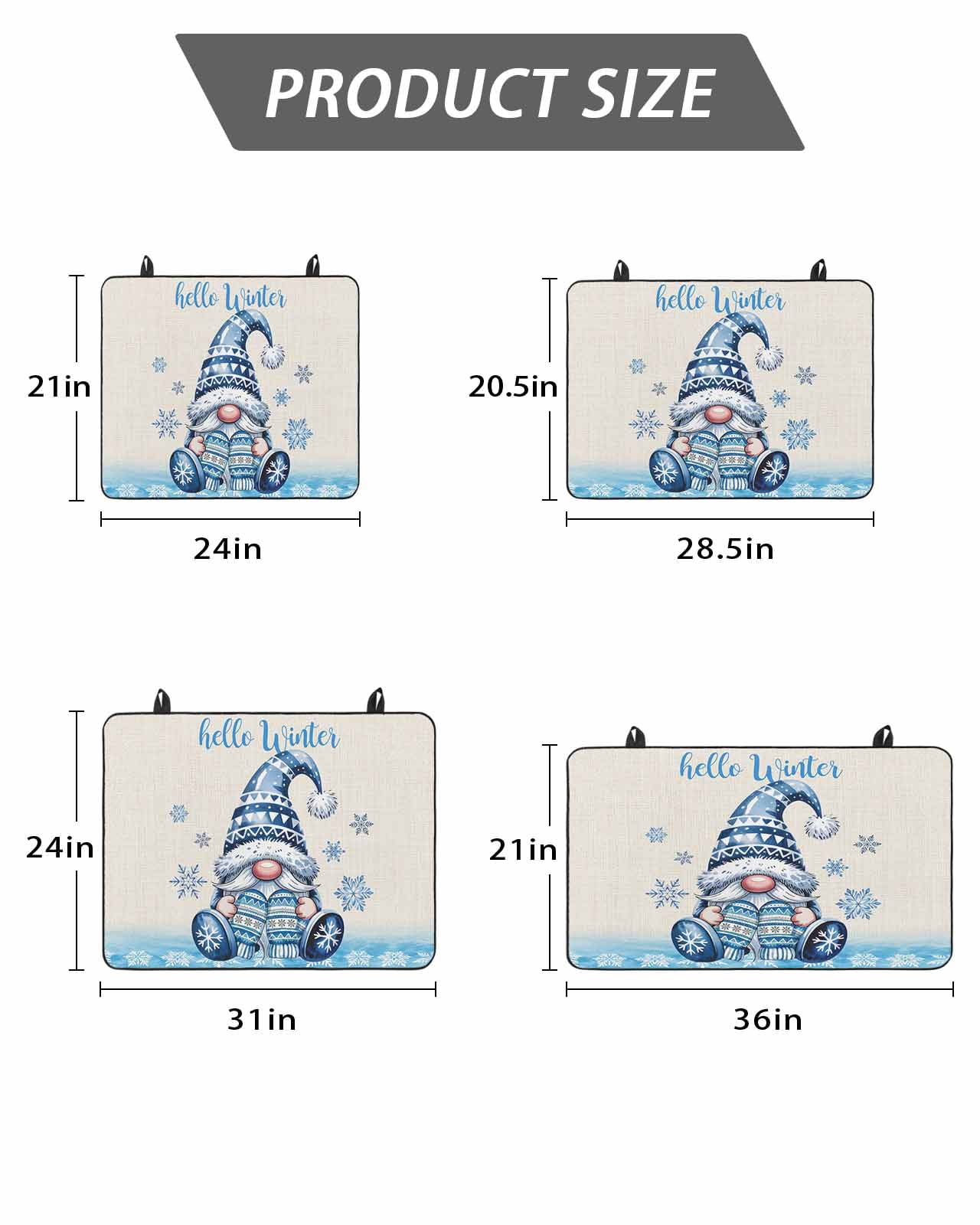 Stove Top Covers for Electric Stove, Blue Gnomes Christmas Glass Stovetop Cover Protector, Xmas Snowflake Hello Winter Induction Cooktop Protector Oven Mat for Kitchen Countertop 24"x21"
