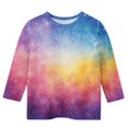 thumbnail image 4 of 3/4 Sleeve T Shirts for Girls Graphic Starry Sky Print Crew Neck Casual Tops Loose Fit Fall Spring Summer Tees (9 Years, Blue-Tie Dye), 4 of 5