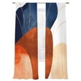 thumbnail image 7 of Navy Blue Burnt Orange Sheer Curtains 84 Inch Length 2 Panels Set, Modern Vintage Geometric Voile Window Treatment Rod Pocket Curtains Sheers Drapes for Bedroom/Living Room/Kitchen 52"x84"x2, 7 of 7