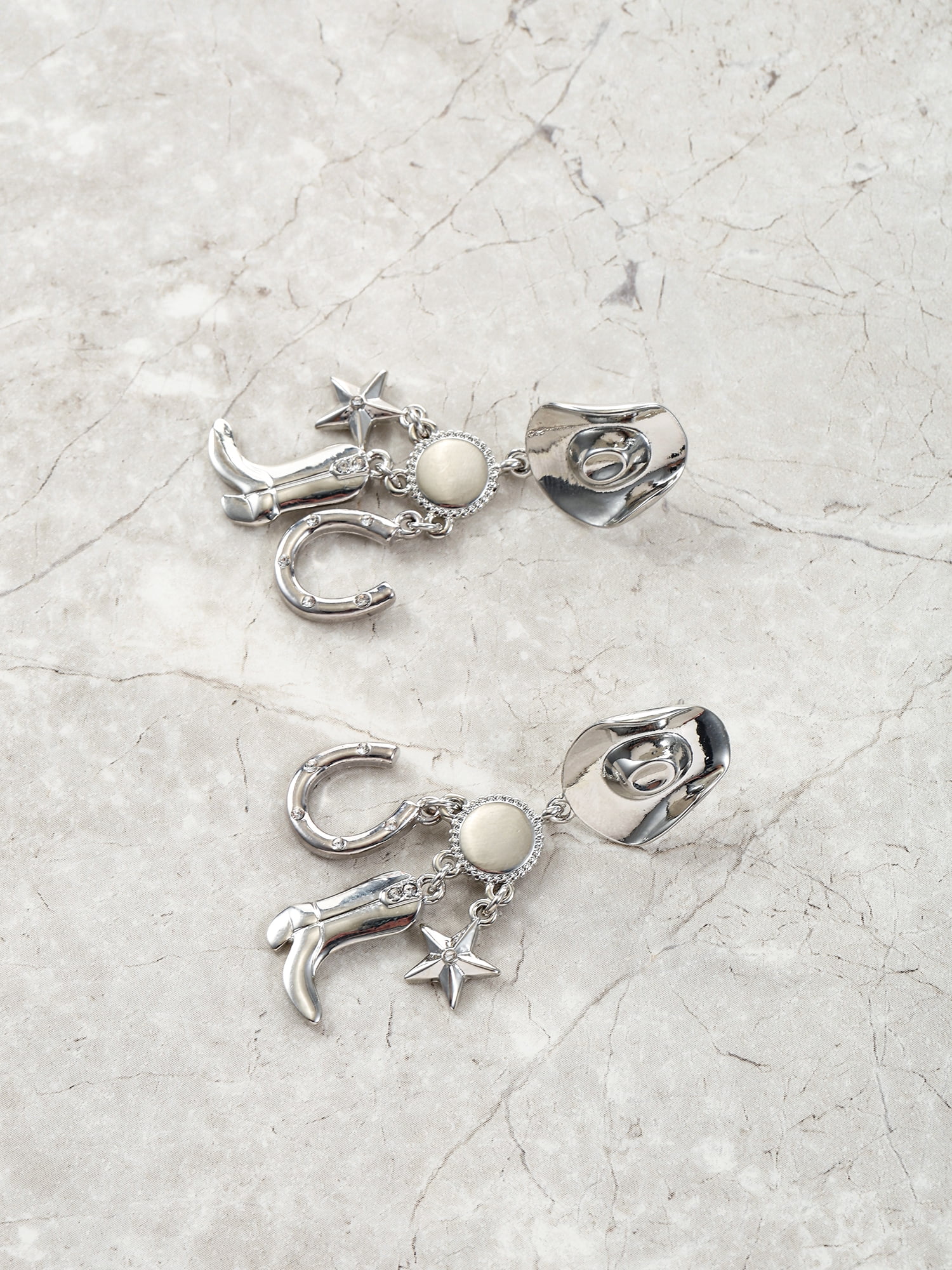 Packed Party Women's Silver Spur Cowgirl Earrings, 1 Pair