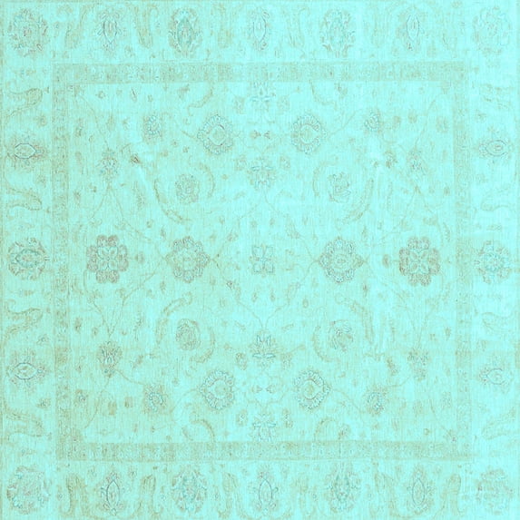 Ahgly Company Indoor Square Oriental Light Blue Traditional Area Rugs, 6' Square