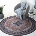 thumbnail image 3 of SAFAVIEH Tucson Drew Traditional Machine Washable Area Rug, 6' x 6' Round, Rust/Navy, 3 of 9