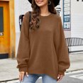 thumbnail image 5 of Patlollav Pntutb Womens Loose Lazy Style Bottom Round Neck Knit Tops, 5 of 7
