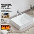 thumbnail image 2 of KFFKFF Rectangular Basin, 19" x 14.7" Countertop Sink, White Ceramic for Above Counter Use, Contemporary Design, Lustrous and Sophisticated, Securely Packaged for Bathrooms, Hotels, Restrooms, RVs, 2 of 9