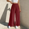 thumbnail image 4 of WQQZJJ Pants for Women with Pockets Elastic Waist Loose High Waist Wide Leg Flared Pants Solid Casual Pants Size S-2XL, 4 of 9
