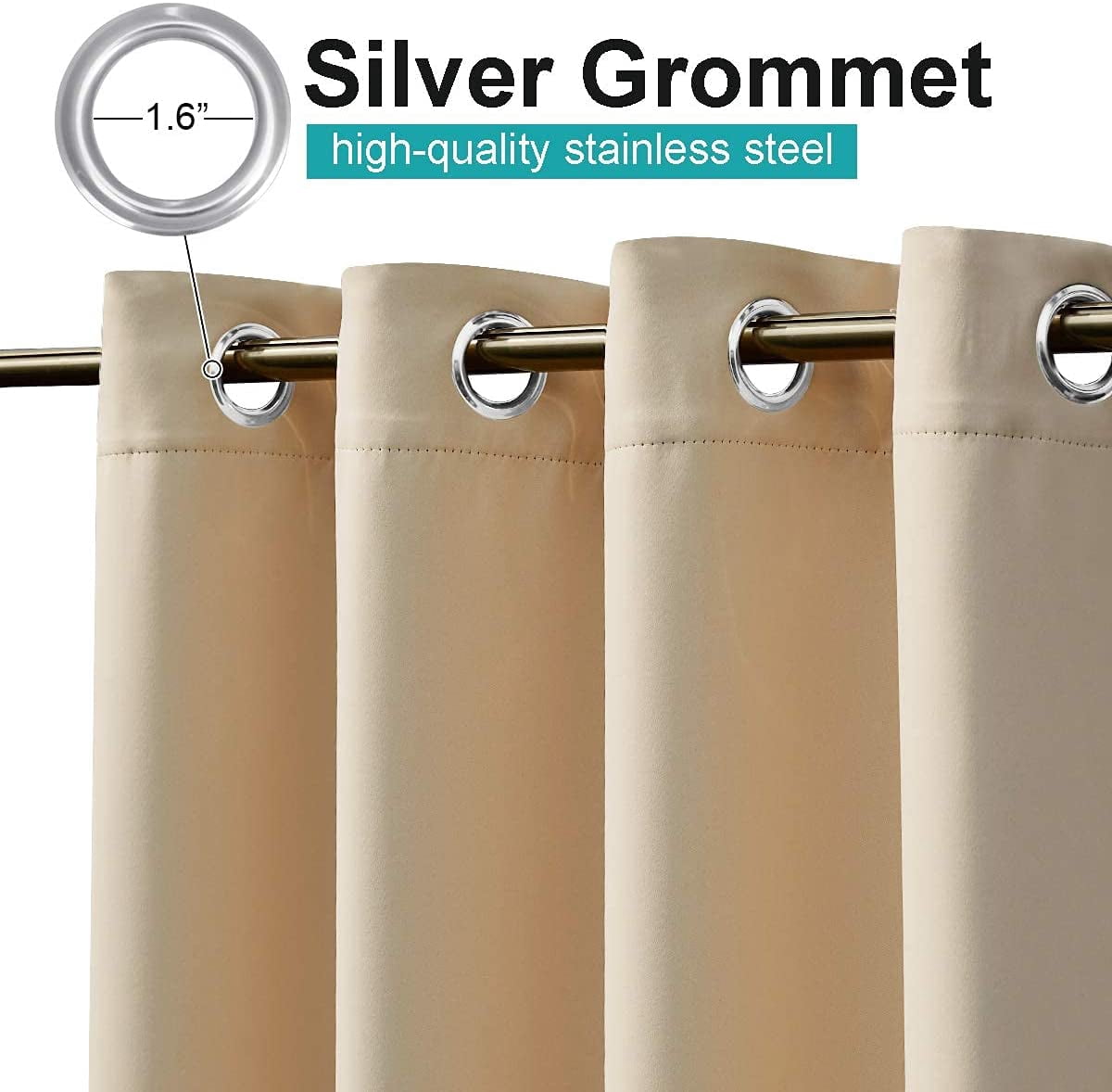 Lapalife Outdoor Curtains for Patio Waterproof Grommet Anti-Tickling Patio Curtains Light Blocking Privacy for Porch, Pergola, 52"x 108", Beige, 1 Panel