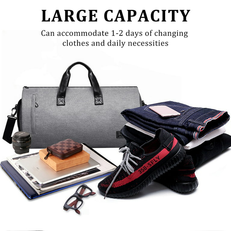 Garment Bag for Travel, Hanging Suit Travel Bags, 2 in 1 Carry On Duffel  Bags, Large PU Leather Duffle Bag, with Shoe Pouch, Gifts for Women 