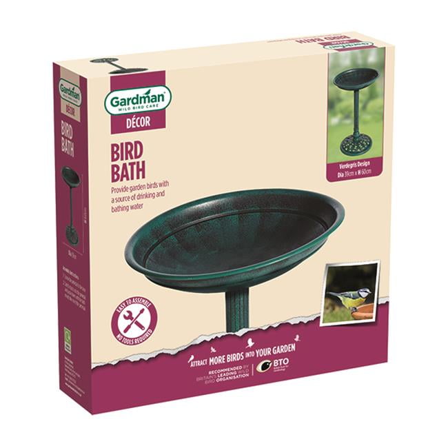 Gardman RA01273X Plastic Bird Bath, Verdigris & Black