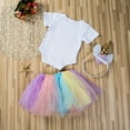 thumbnail image 3 of Diconna Barboteuse à Manches Courtes pour Nouveau-Nées Filles + Jupes Tutu + Bandeau Unicorn, 3 of 6