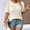Beige, variant on Sevevn Women's Spring And Summer Leisure Solid Color Pleated Round Neck Casual Loose Short Sleeve Pullover T Shirt