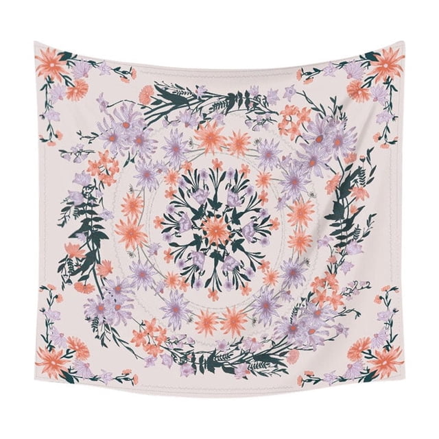 Injueey Tapiz de ropa de cama con estampado de poliéster, decoración bohemia de la pared del hogar Decoración del hogar flor Purpura 73x95cm