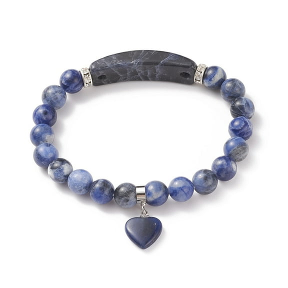 3pcs Sodalite Beads Charm Bracelets Heart 2-1/4 inch(56mm)