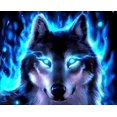 thumbnail image 1 of 30 x 40 cm, pintura de diamante de lobo, pintura de diamante bordada, lata, 1 of 5