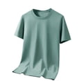 thumbnail image 2 of USNSM (M-5XL) Men's T Shirts Oversized Short Sleeves Loose Comfort Breathable Solid Streetwear Tee Crew Neck Cotton Tops Green XXXXL, 2 of 8