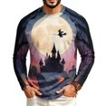 thumbnail image 3 of GrmtClth Mens Shirts Halloween Loose Relaxed Fit Raglan Long Sleeve Pumpkin Ghost Witch Dark Graveyard Daily Shirts Purple 4XL, 3 of 5