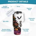 thumbnail image 2 of Yayeee 30oz Stainless Steel Tumbler with Straw and Handle Double-Wall Insulated Travel Water Bottle, Purple Halloween Christmas Trees, 2 of 8