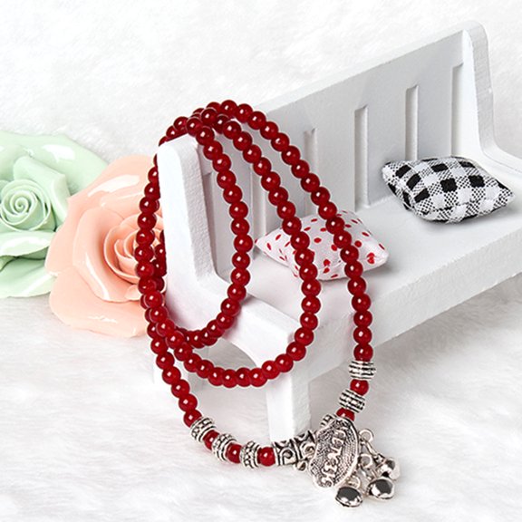 Synthetic Red Agate Beaded Good Lock Bracelet, for Christmas Thanksgiving Gift