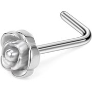 Briana Williams 20G Nose Rings Rose Ball Round Diamond CZ Nose Stud Rings L Shaped