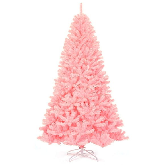 Árbol de Navidad Goplus artificial rosa sin iluminación de 2,3 m con soporte