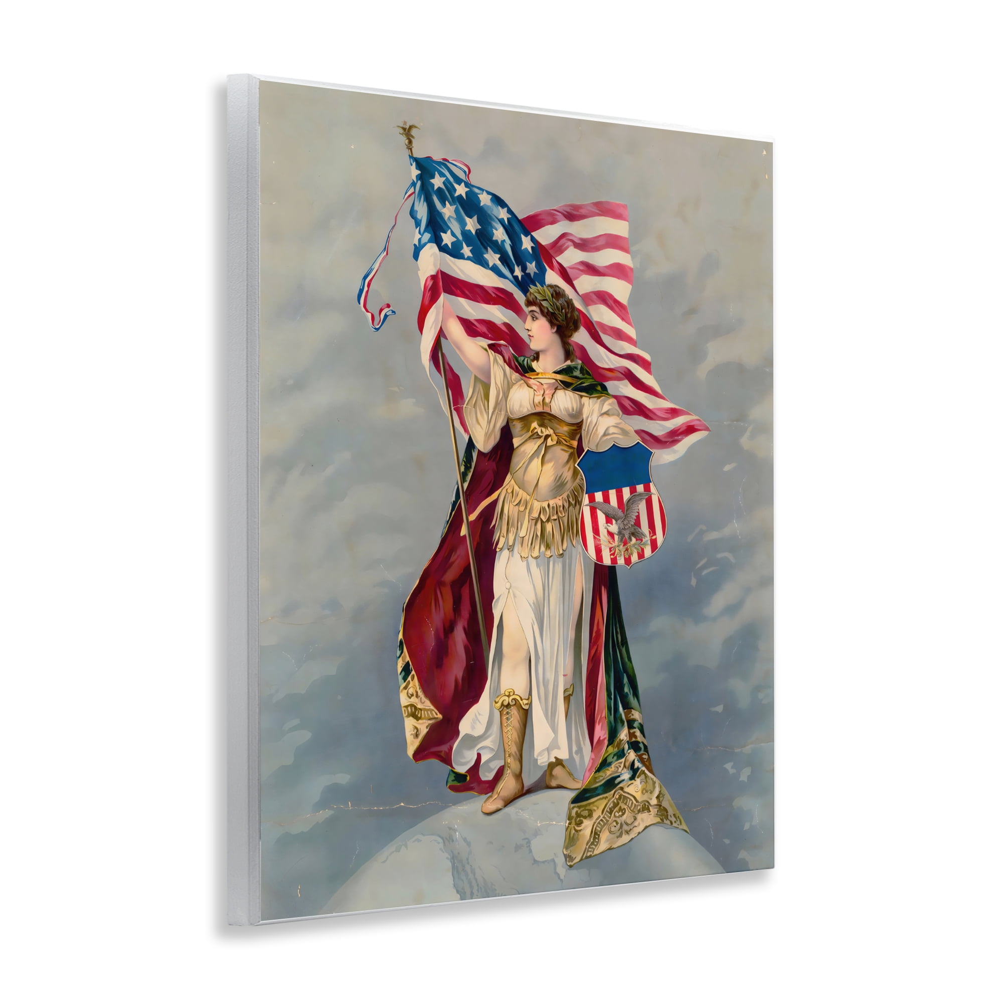 Stupell Industries Columbia Standing with American Flag Wall Plaque Art, design by Arlington Prints