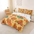 thumbnail image 3 of Erosebridal Kawaii Rodent Animal Capybara Duvet Cover Set,Cute Flowers Sweet Doughnut Bedding Full For Kids Reversible 3-Piece,No Comforter, 3 of 6