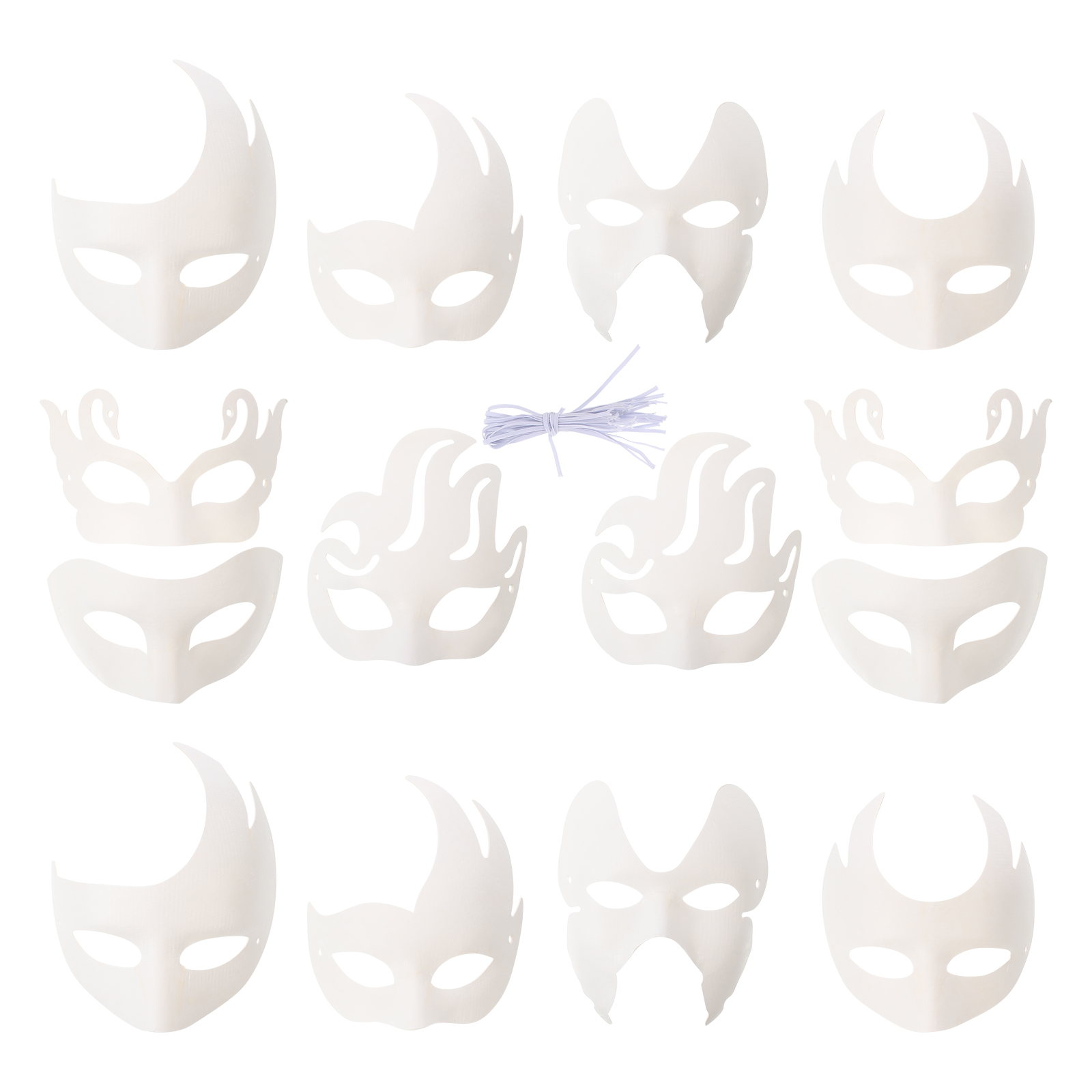 Rosarivae 14Pcs DIY White Paper Masks Half Face Masquerade Masks DIY