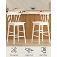 thumbnail image 5 of EYYTHUNG Farmhouse Wooden Barstool Set of 2, 24-Inch Counter Height Stools with Ergonomic Curved Back & Solid Wood Base, Rustic Kitchen Bar Chair, White, 5 of 8