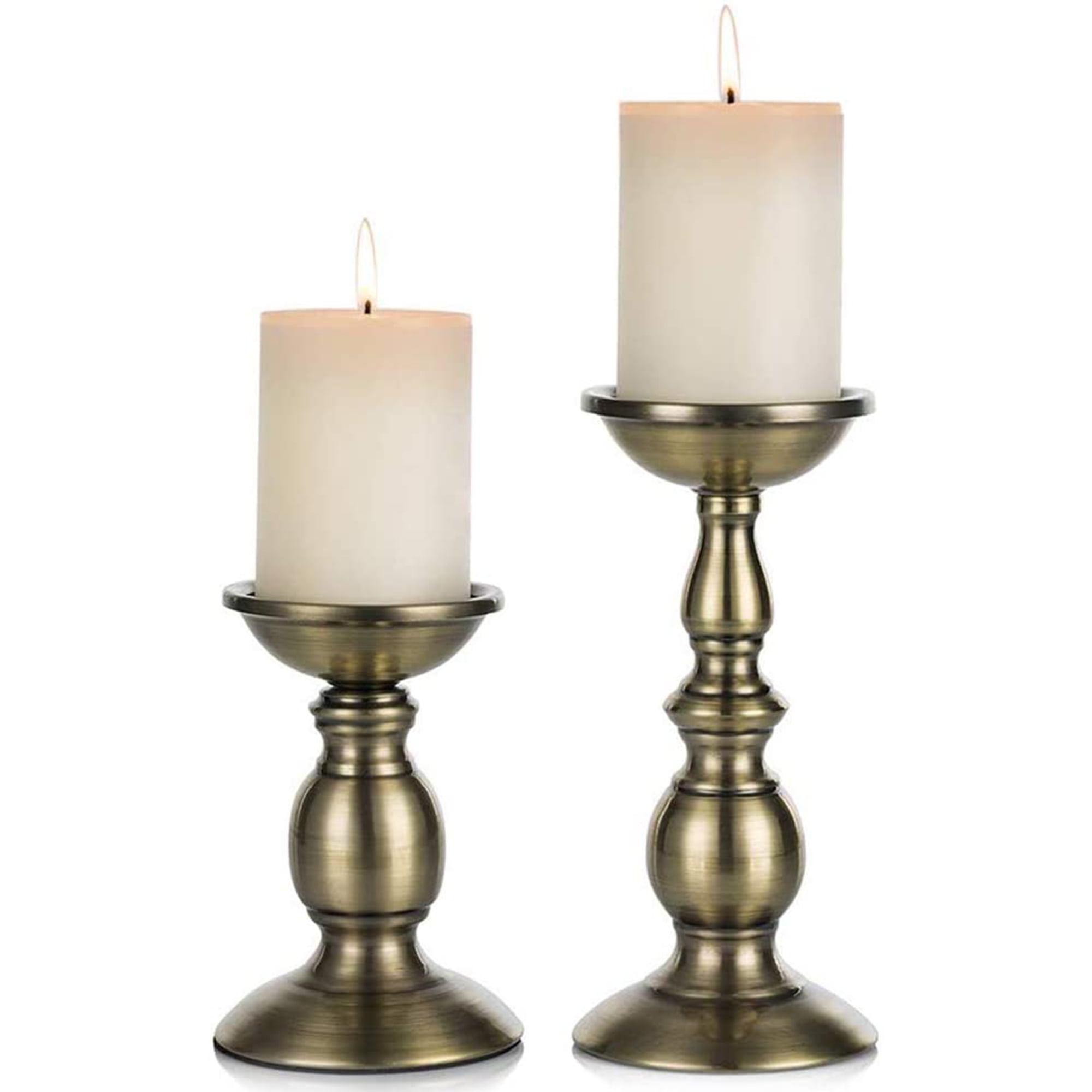2 Ivory ELEGANCE Candelabra Stand Pillar Candle WEDDING Centerpieces 