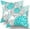 Aqua Dahlia, variant on Navy Blue Throw Pillows Covers 18x18 Set of 2, Purplish Aqua Dahlia Flower Pillow Cushion Cases, Teal Grey Floral Decor Throw Pillows Cover Gifts for Bed Couch Sofa Living Room