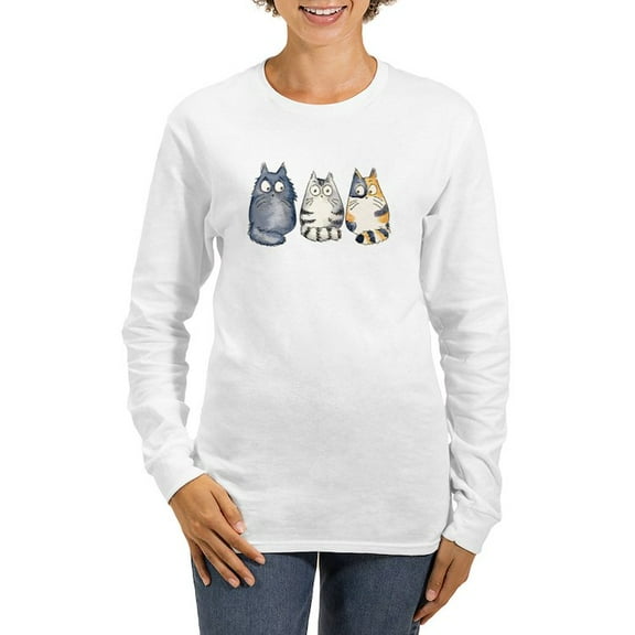 CafePress - Three 3 Cats Women's Long Sleeve T Shirt - Women's Long Sleeve Graphic Casual T-Shirt