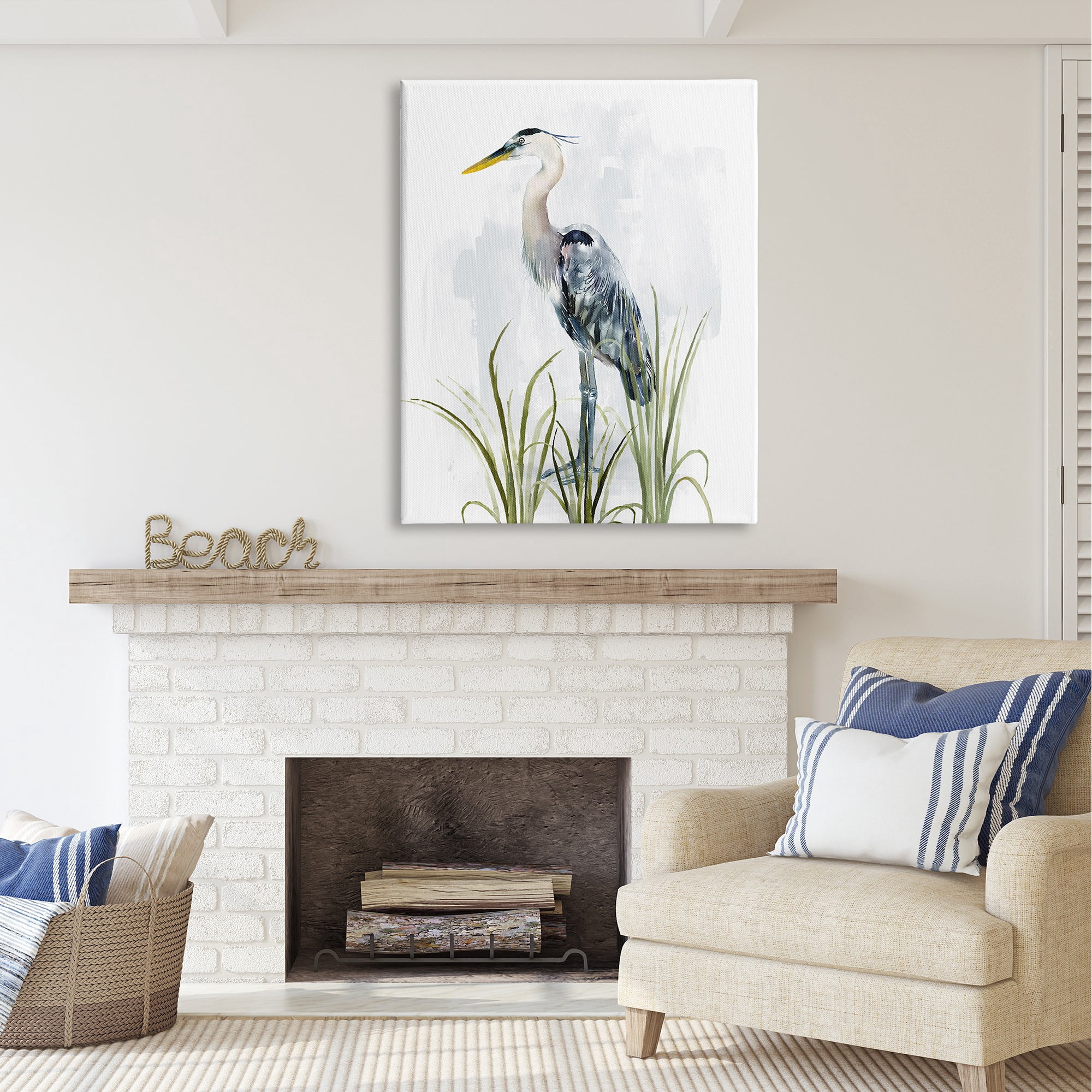 Stupell Industries Shore Bird Looking Left Animals & Insects Painting Gallery Wrapped Canvas Art Print Wall Art, 36 x 48