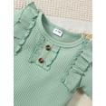 thumbnail image 5 of Bagilaanoe 2pcs Newborn Baby Girl Short Pants Set Short Sleeve Ruffle Romper Tops + Floral Shorts + Headband 3M 6M 9M 12M 18M Infant Casual Summer Outfits, 5 of 9