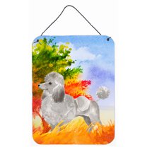 Fall Silver Poodle Wall or Door Hanging Prints