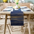 thumbnail image 2 of Table Runner Dresser Scarves 70 Inch Long, Abstract Navy Blue and Golden Texture Linen Dining Table Runners Classic Modern Simplistic Tabletop Scarf for Wedding Holiday Party Kitchen, 2 of 7