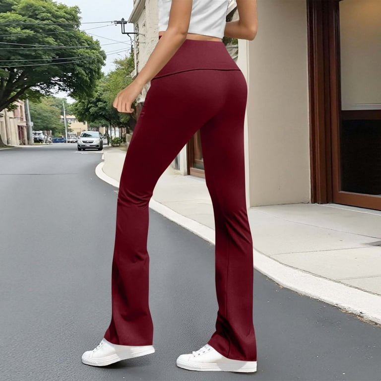 QATAINLAV Womens Flare Leggings Fold Over High Waist Yoga Pants