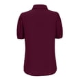 thumbnail image 5 of Duoif Womens Tops Womens Shirts Button down Dress Shirts Casual Short Sleeve Textured Collared Summer Work Blouse Camping Clothes Wine XL, 5 of 8