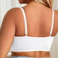 thumbnail image 4 of Wang6 Womens Front Hook Closure Bras Plus Size No Wire Seamless Everyday Bras Large Bust Demi Underwear Adjustable Strap Deep V Neck T Shirt Bra Bralettes White XL, 4 of 5