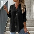 thumbnail image 2 of Yubnlvae Cotton-Linen Button-Up Shirts - 2025 Casual V-Neck Tops for Women (Breathable, Solid Color Chic) Black L, 2 of 4