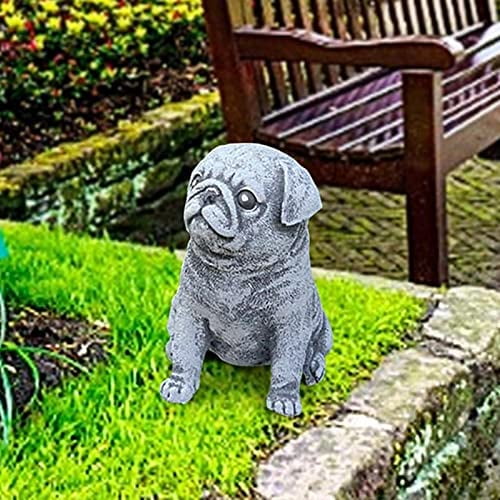 Lovely Pug Resin Statue Lawn Patio Decoration, Garden Gnome Statue Perfect for Many Occasions Hand Painted Lightweight Funny
