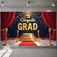 thumbnail image 1 of Gold Lettering Graduation Banner Graduation Cap Design Grad Display Colorful Polka Dots Red Curtain Accent Congrats Backdrop for Graduation Ceremony College Grad Party Graduation Photo Shoot, 1 of 5