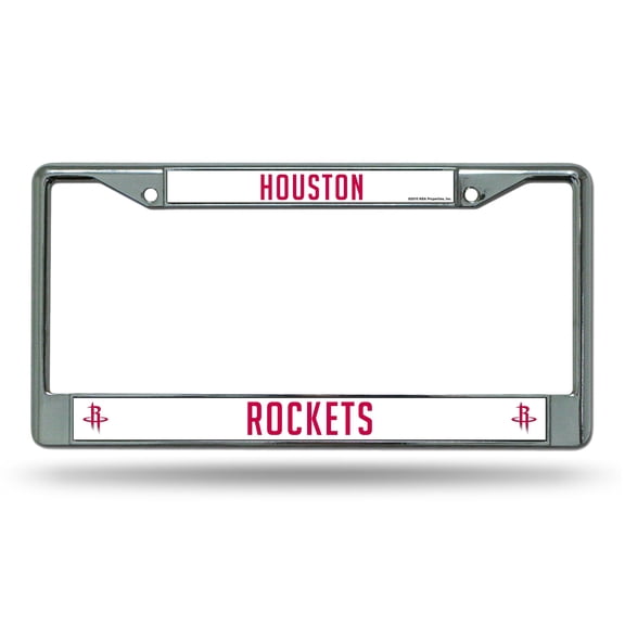 Houston Basketball Rockets - 12" x 6" Standard Size - Chrome Metal License Plate Frame