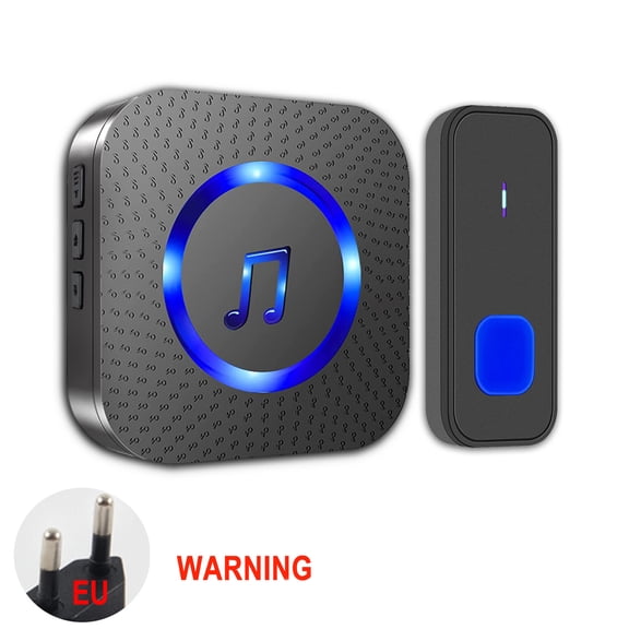 Wireless Doorbell Kit, EU Plug, 1 Transmitter 1 Receiver, Long Range Up to 1300 ft, Waterproof Button, LED Indicator, Multiple Chimes