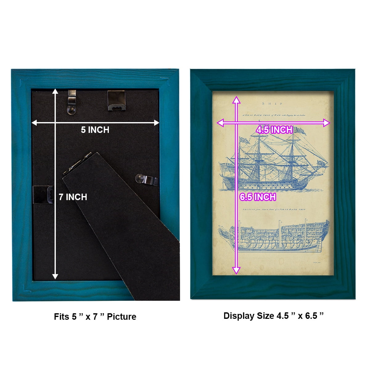 Vintage Ship Blueprint -Framed Print w/glass-Ocean Blue