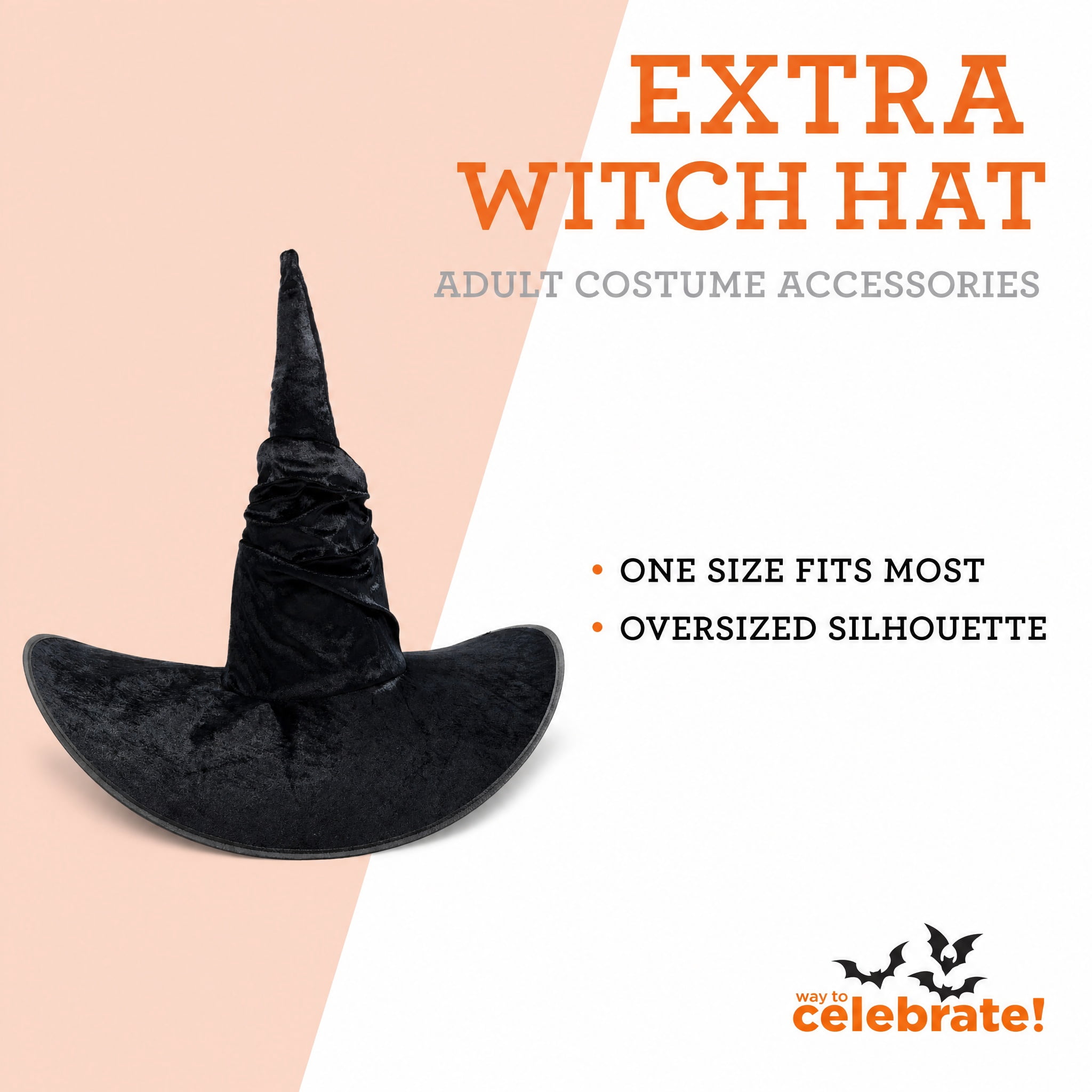 Extra Large Witch Hat Costume Accessory for Adults, Black, Halloween by Way To Celebrate