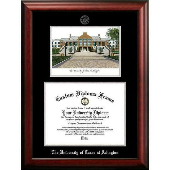 Campus Images  14 x 11 in. University of Texas Arlington Silver Embossed Diploma Frame with Lithograph