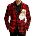 thumbnail image 4 of QATAINLAV Christmas Suit for Men Ugly Xmas Printed Blazer Casual Button Holiday Party Jacket with Pockets, Red, L, 4 of 8